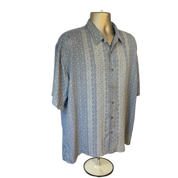 Ocean Pacific Washable Silk Blue Geometric Print Button Down Size XXL - Picture 2 of 6